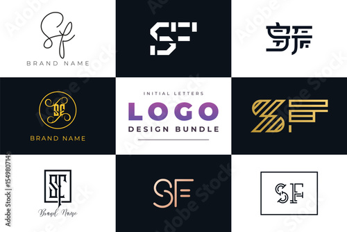 Initial letters SF Logo Design Bundle
