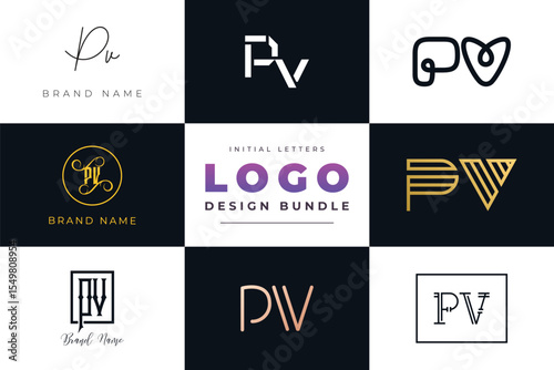 Initial letters PV Logo Design Bundle