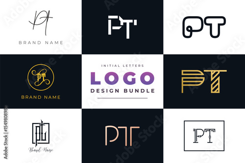 Initial letters PT Logo Design Bundle