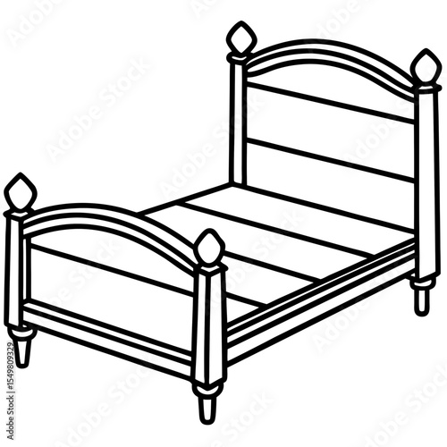 Bed Frame line art vector
