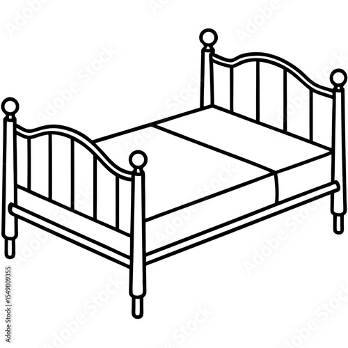 Bed Frame line art vector