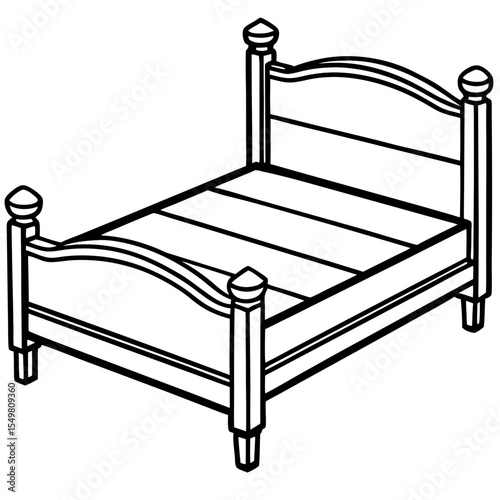 Bed Frame line art vector