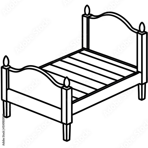 Bed Frame line art vector