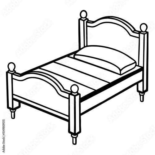 Bed Frame line art vector