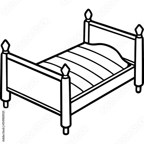 Bed Frame line art vector