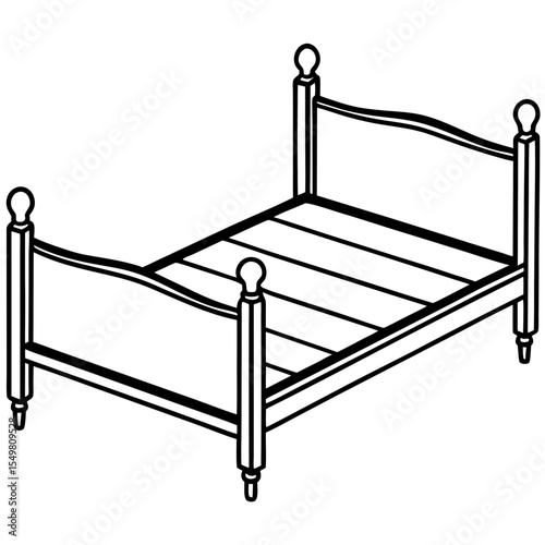 Bed Frame line art vector