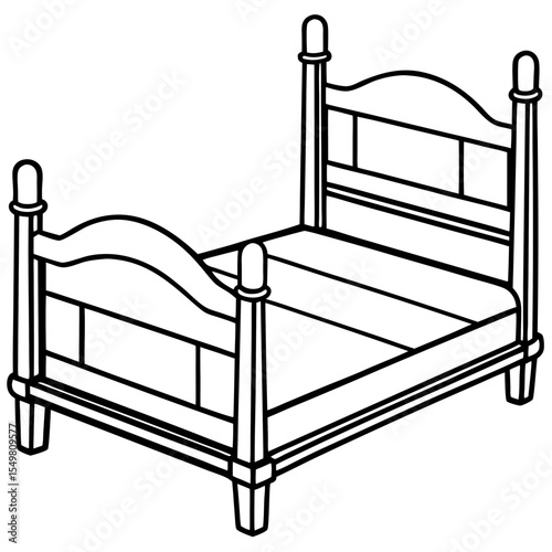 Bed Frame line art vector