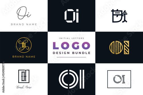 Initial letters OI Logo Design Bundle