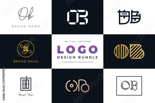 Slika na platnu Initial letters OB Logo Design Bundle