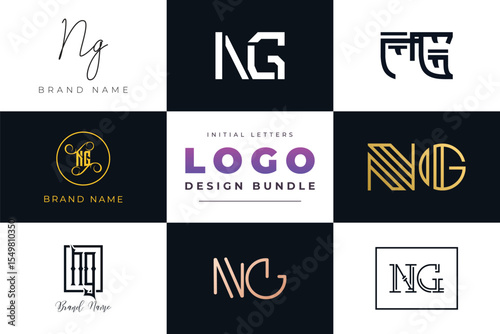 Initial letters NG Logo Design Bundle