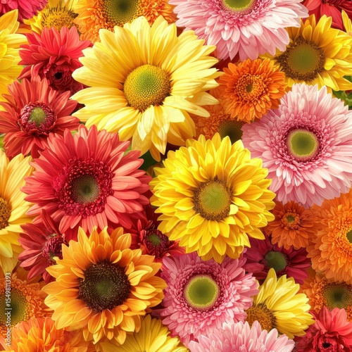 Bright Floral Arrangement with Colorful Sunflowers and Blossoms