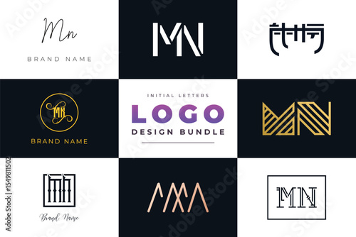 Initial letters MN Logo Design Bundle