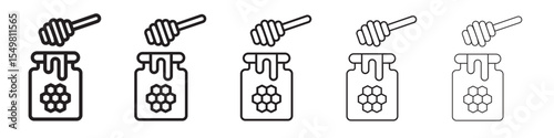 Honey jar with dipper icon vector illustration isolated