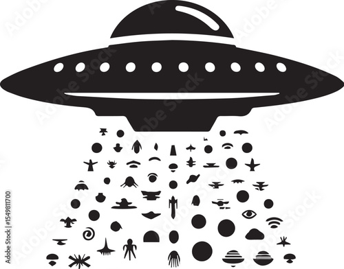 Ufo Silhouette of spaceship vector silhouette vector