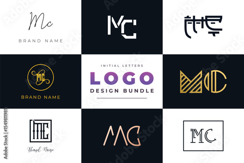 Initial letters MC Logo Design Bundle