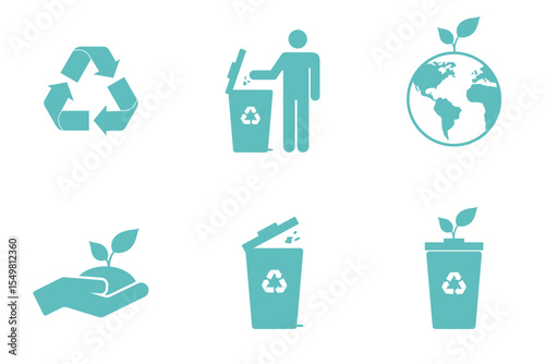 organic waste recycling icon collection vector on transparent background