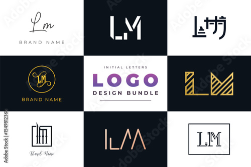 Initial letters LM Logo Design Bundle