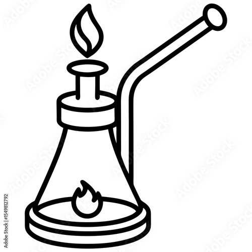 Bunsen burner line art vector