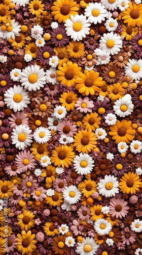 Vibrant Floral Arrangement with Yellow and White Flowers Background