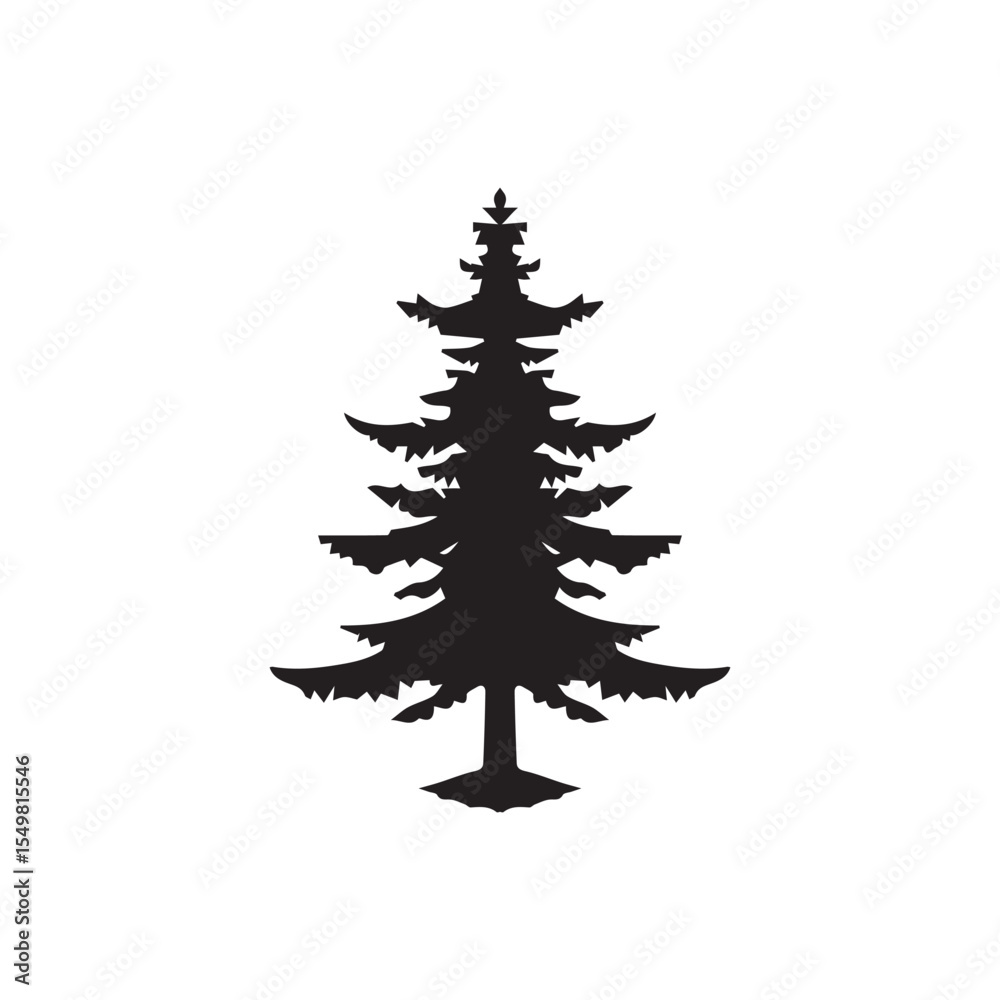 Obraz premium Tree vector silhouette, black color isolated on white background. Vector illustration