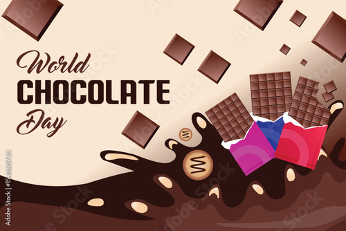 World Chocolate Day Celebration with Chocolate Bars and Splash