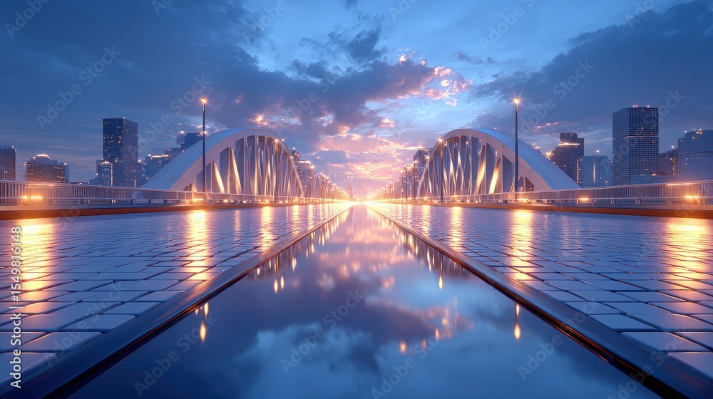 Obraz premium Modern City Bridge at Dawn