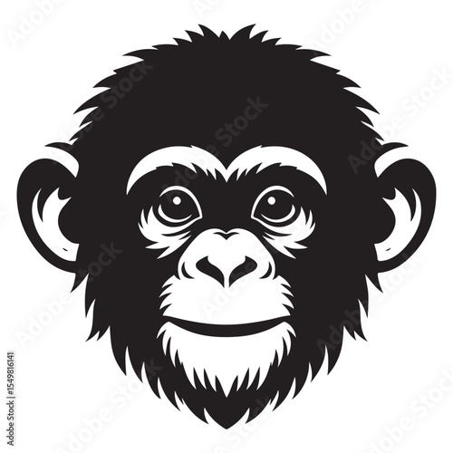 Vector drawing of a chimpanzee set silhouette and vector chimpanzee line art