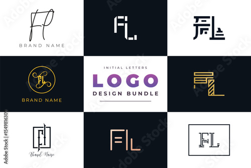 Initial letters FL Logo Design Bundle