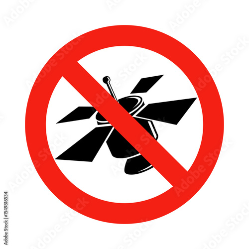 No Satellite Sign Vector Icon - Satellite Prohibited Symbol