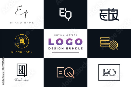 Initial letters EQ Logo Design Bundle