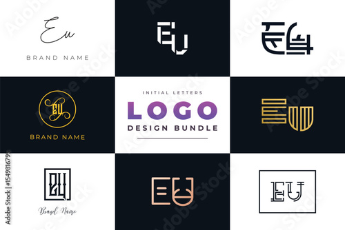 Initial letters EU Logo Design Bundle
