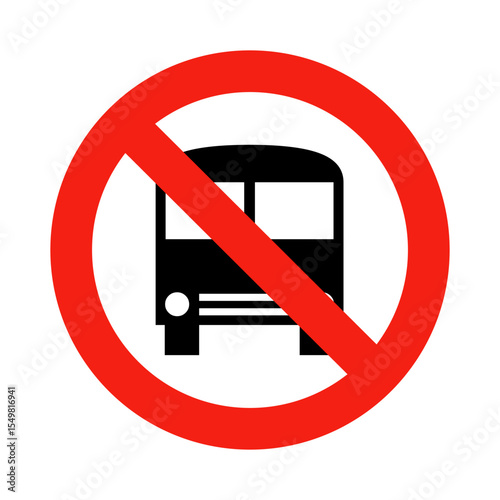 No Bus Sign Vector Icon - Bus Prohibited Symbol
