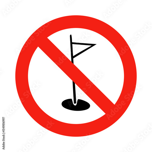 No Golf Sign Vector Icon - Golfing Prohibited Symbol