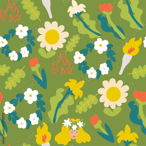 seamless pattern with flowers in hand drawn style. Ornament for background, wallpaper, banner, backdrop, decoration, wrapping, packaging, prints, textile