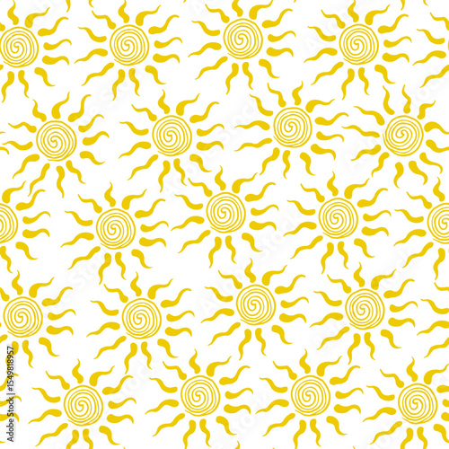 seamless pattern with spiral solar in hand drawn style. Ornament for decor postcard design print poster background wallpaper wrapping packaging textile banner backdrop