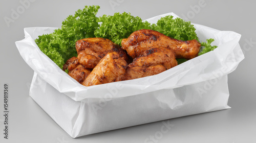 Food safety and handling event cooked chicken packaging kitchen environment close-up view for optimal food preservation