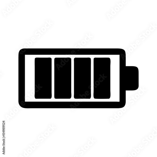 Full Battery Icon Silhouette | Power Charge Level Vector PNG | Energy Symbol Graphic for Mobile, Tech, Devices, Charging, UI & Digital Design
