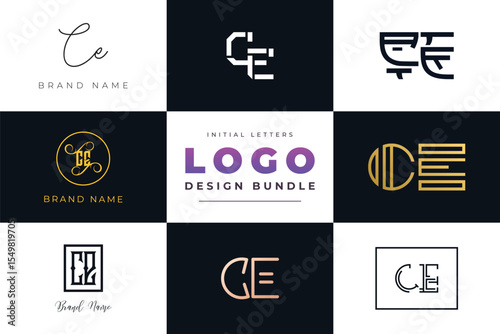Initial letters CE Logo Design Bundle