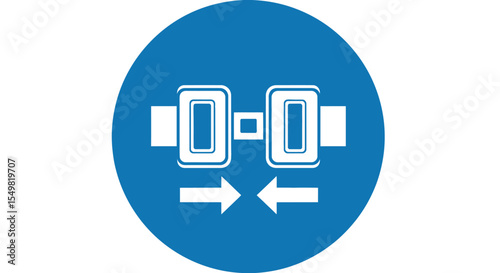 Blue Circular Icon:  White Safety Belt with Bilateral Arrows