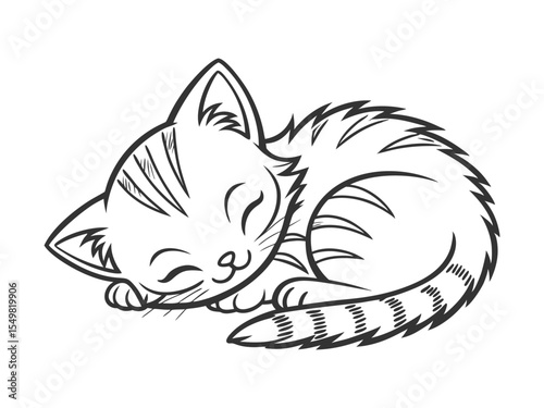 Small tabby kitten vector illustration. Cat for vinyl cutting and printing. Lovely pets