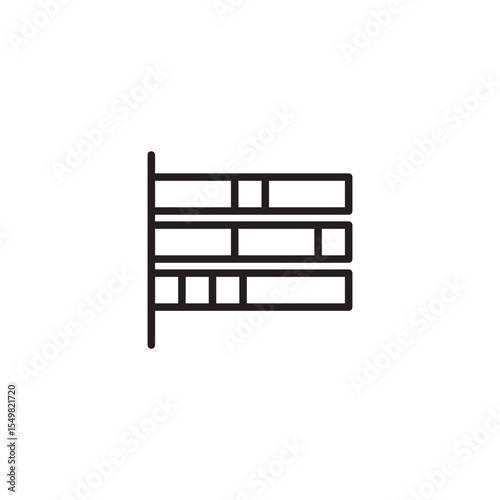 A simple line art icon depicts a horizontal bar chart with three bars of varying lengths. Each bar is segmented into smaller rectangles, indicating subcategories.