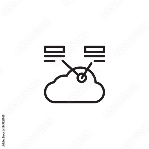 A minimalist line art icon features a cloud, symbolizing cloud computing or storage. 