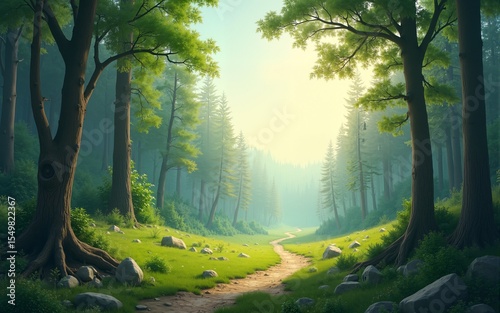 beautiful nature forest wide banner background. High quality
