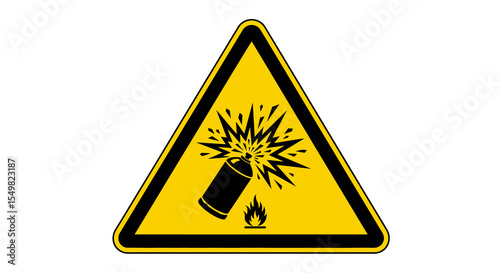 Explosive Hazard Warning Sign with Spray Can Symbol