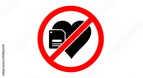 No SD Card Heart: Black Heart and SD Card with Red Prohibition Sign
