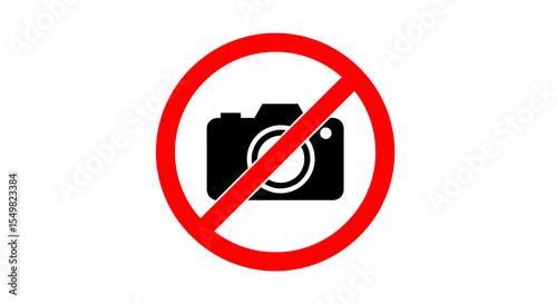 No Photography Symbol: Black Camera Silhouetted in Red Circle with Diagonal Bar