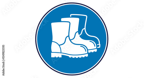Pair of Safety Boots,  Blue Sign,  Protective Footwear,  Safety Equipment,  Industrial Style