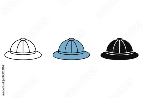 Safari hat or pith helmet in outline color and silhouette styles