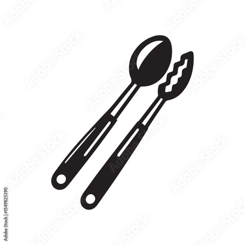 Silhouette of kitchen tong vector on a white background. Kitchen tong icon		