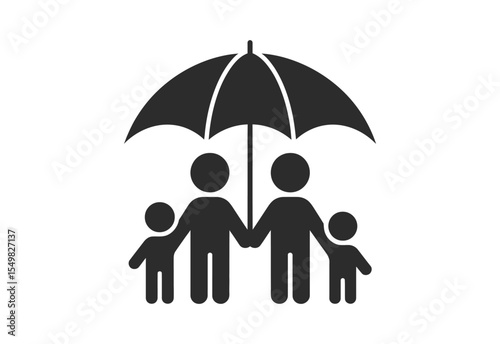 Family protected under an umbrella representing insurance and safety